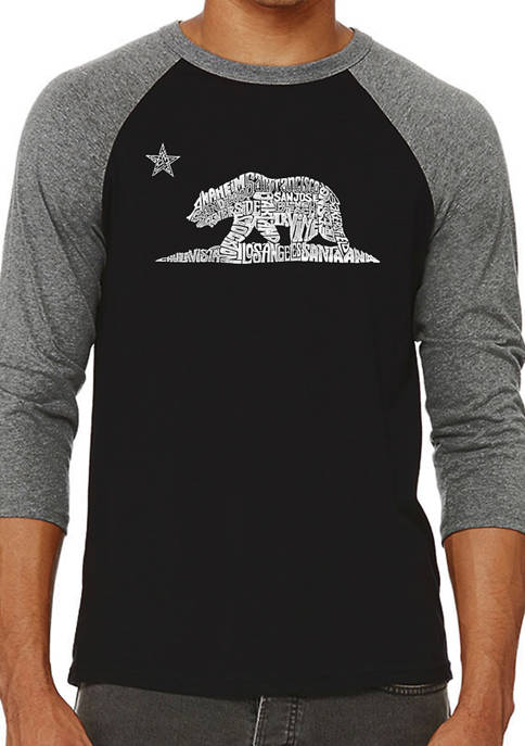  Raglan Baseball Word Art Graphic T-Shirt - California Bear