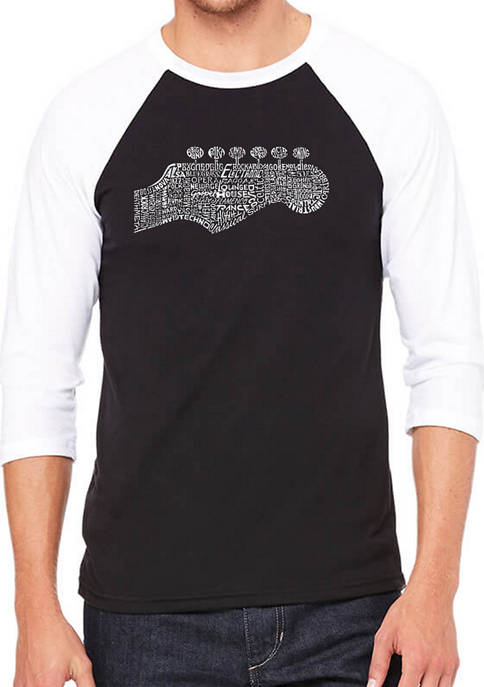 Raglan Baseball Word Art Graphic T-Shirt - Guitar Head