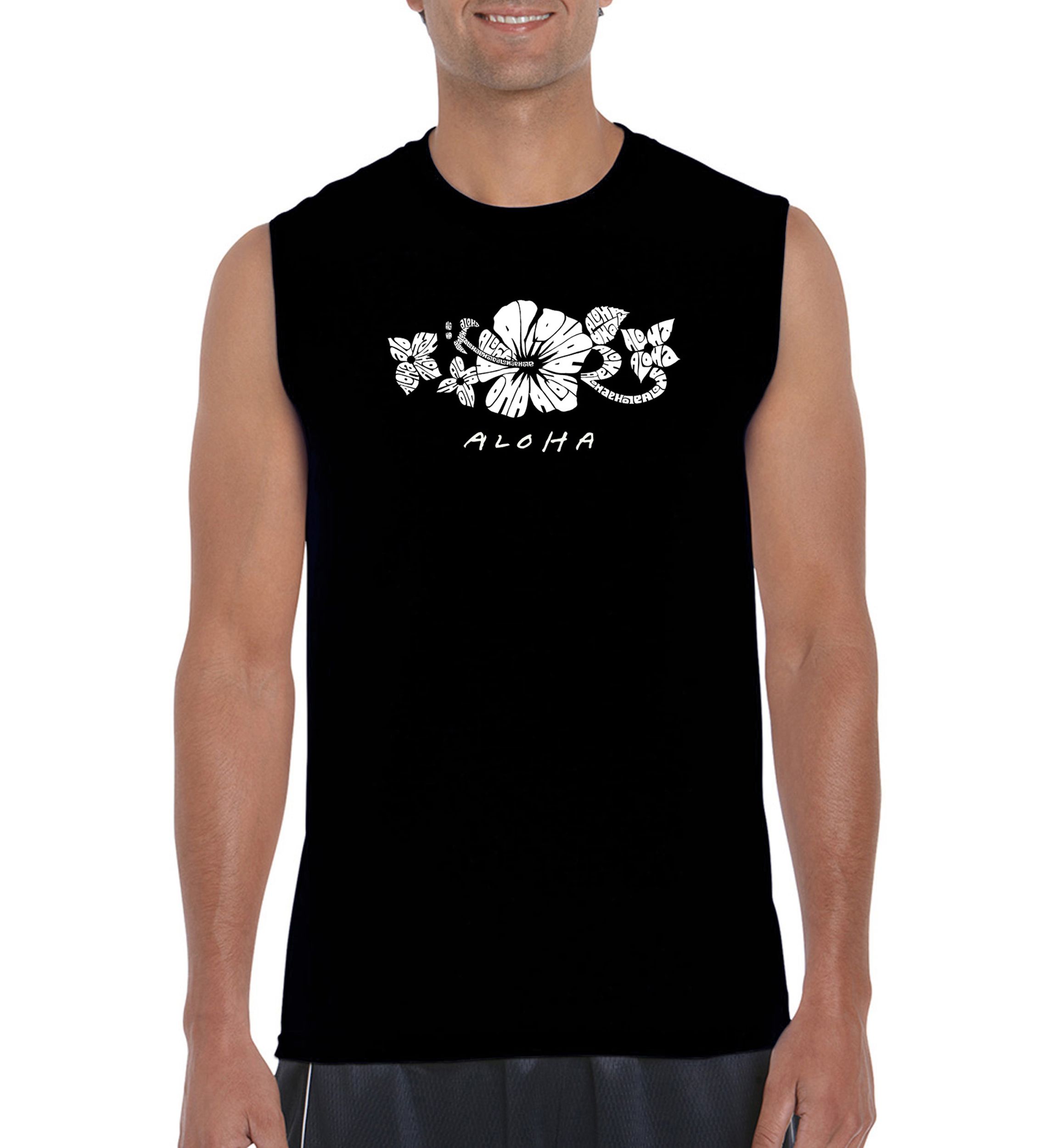 Word Art Sleeveless Graphic T-Shirt - ALOHA