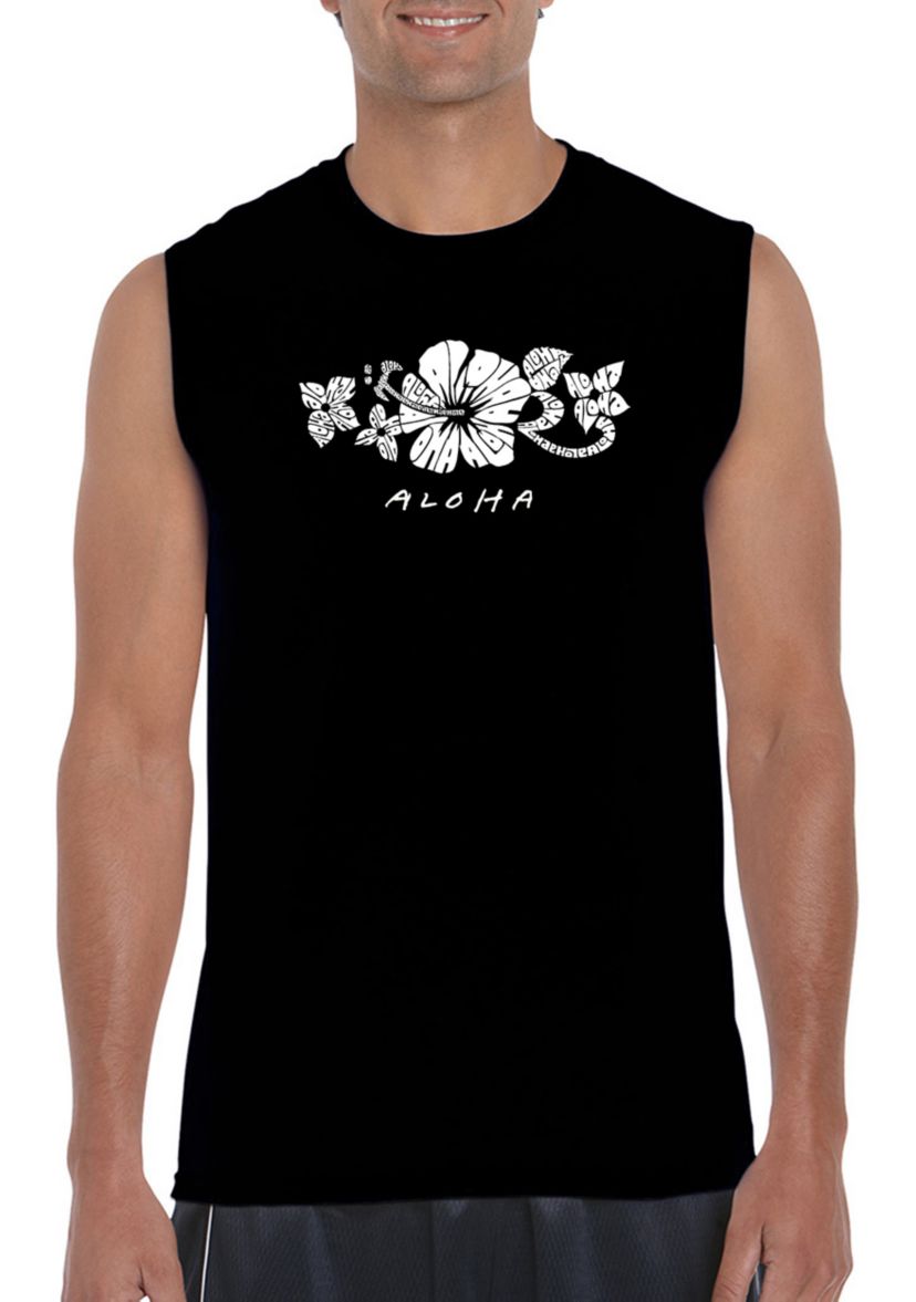 Word Art Sleeveless Graphic T-Shirt - ALOHA