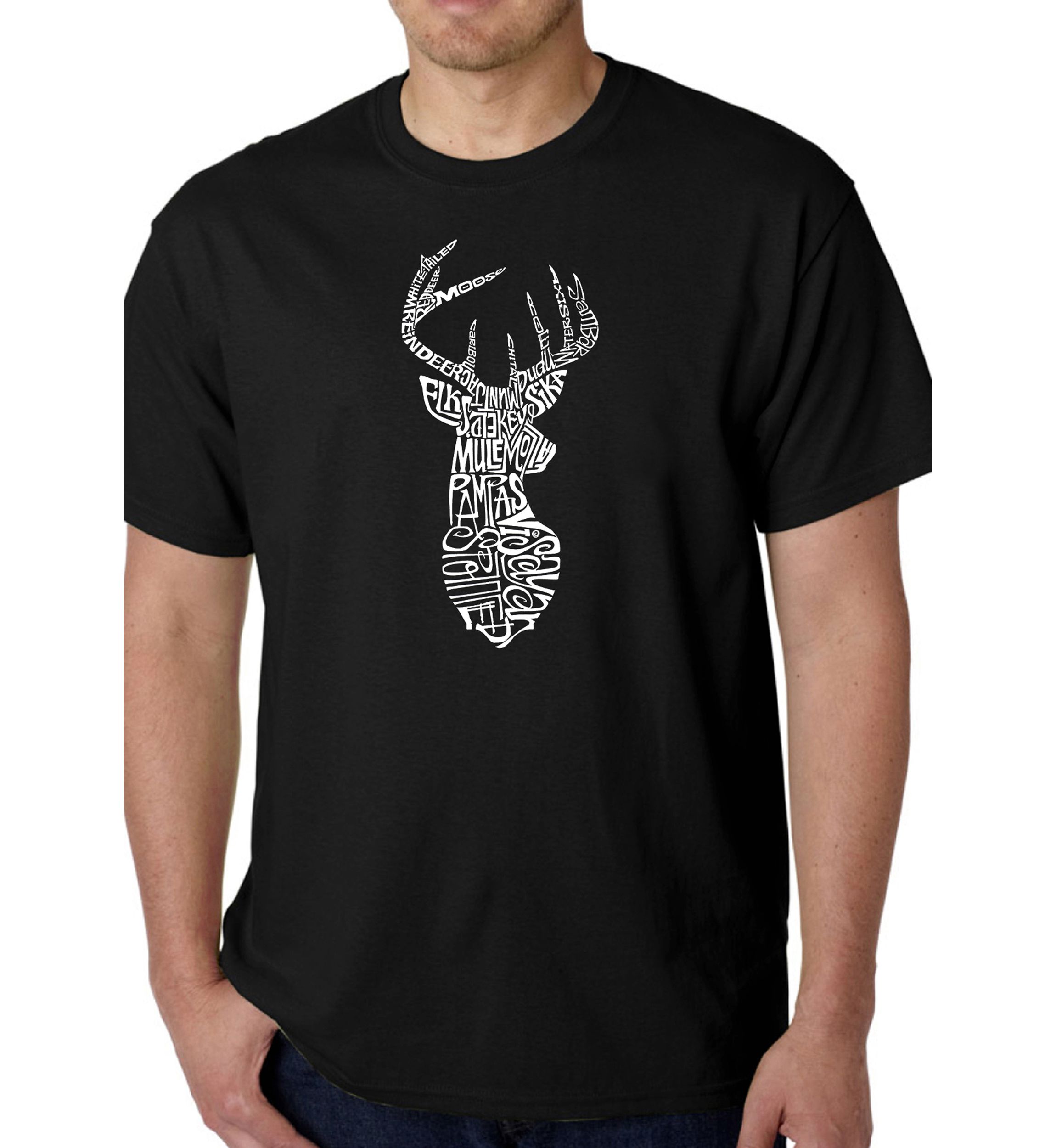 Word Art Graphic T-Shirt - Types of Deer