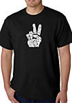 Word Art Graphic T-Shirt - Peace Fingers