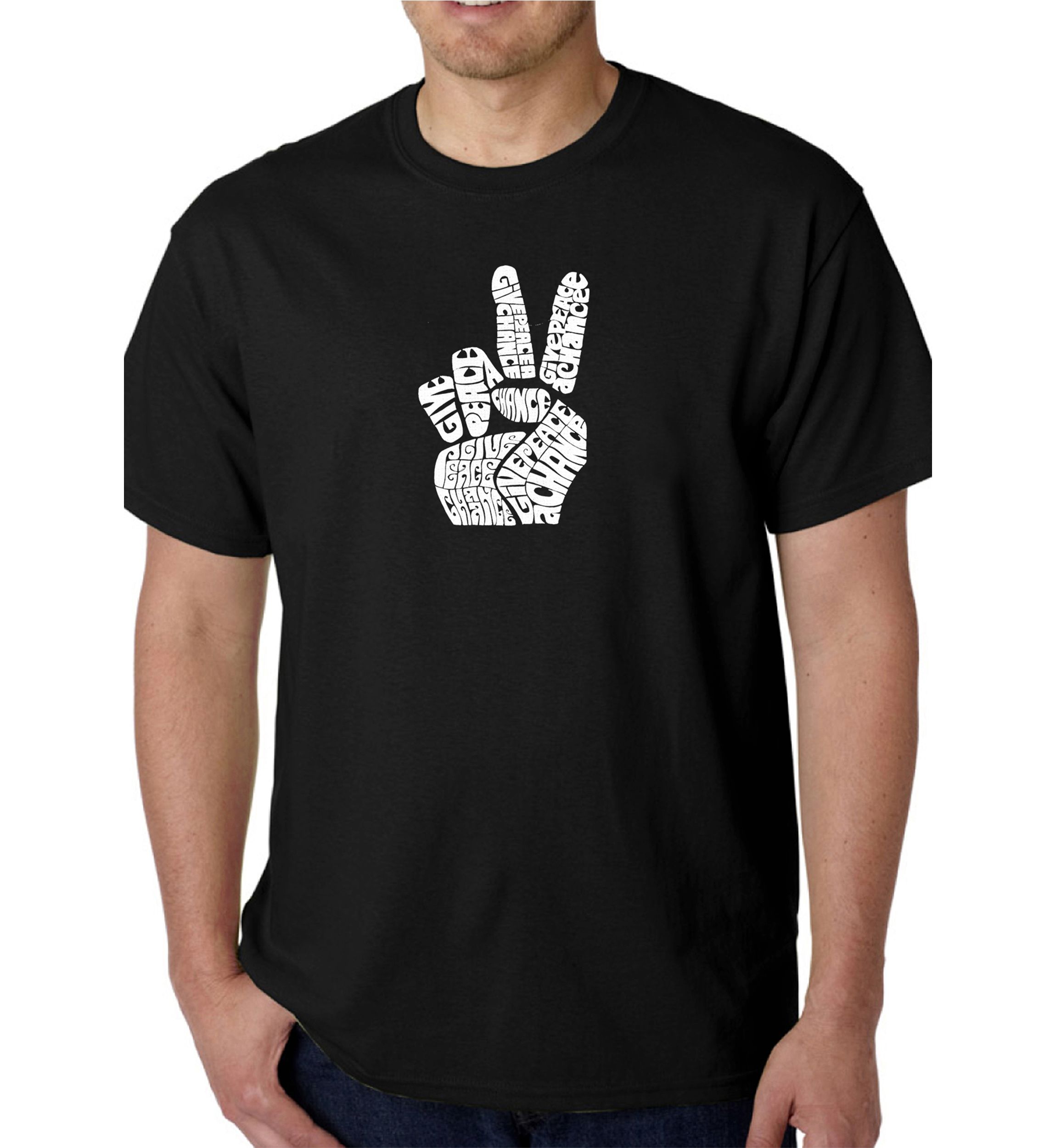 Word Art Graphic T-Shirt - Peace Fingers