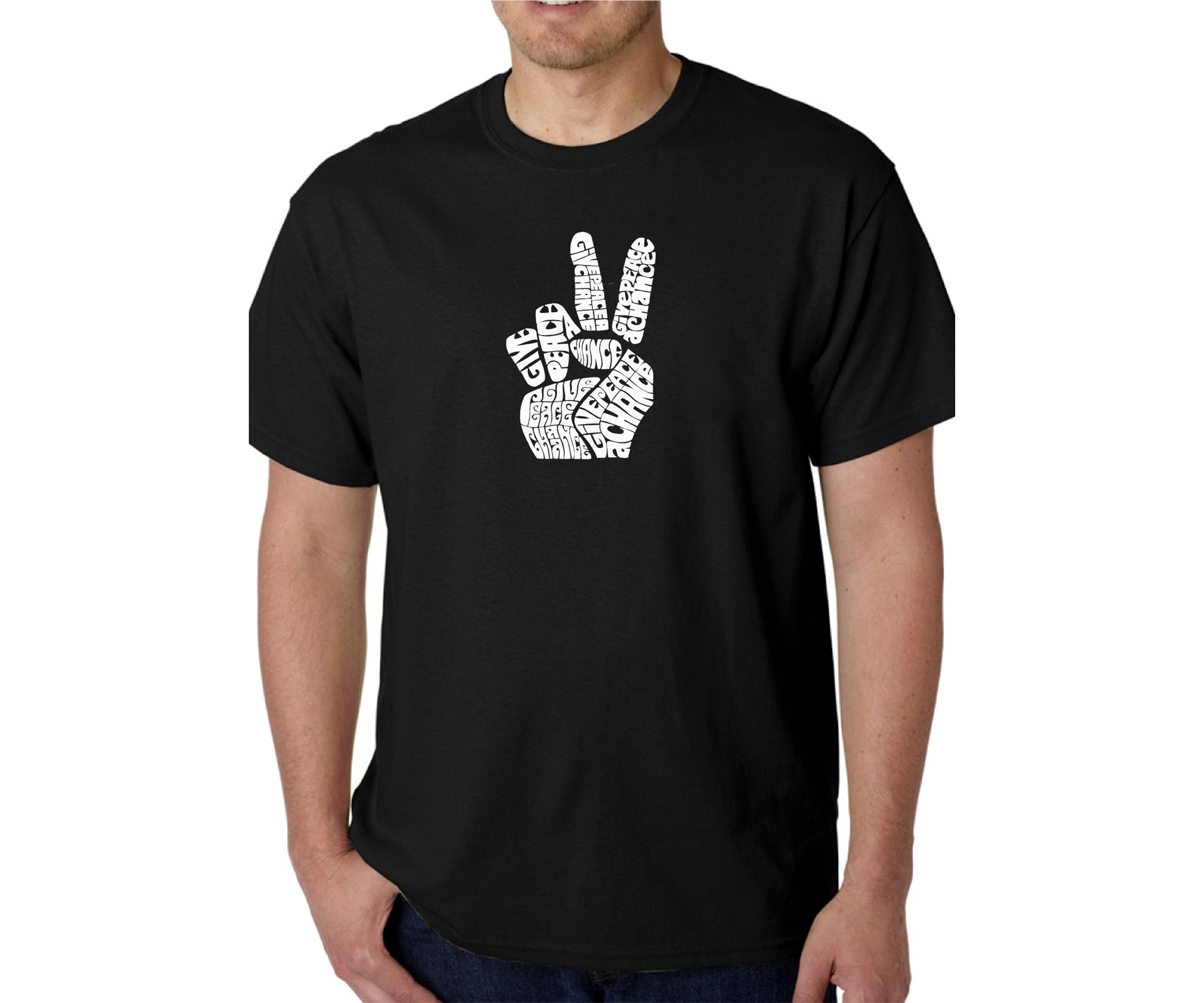 Word Art Graphic T-Shirt - Peace Fingers