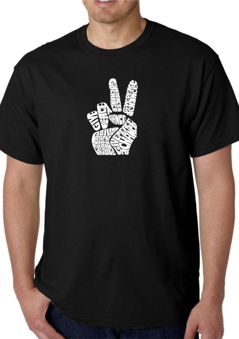 Word Art Graphic T-Shirt - Peace Fingers