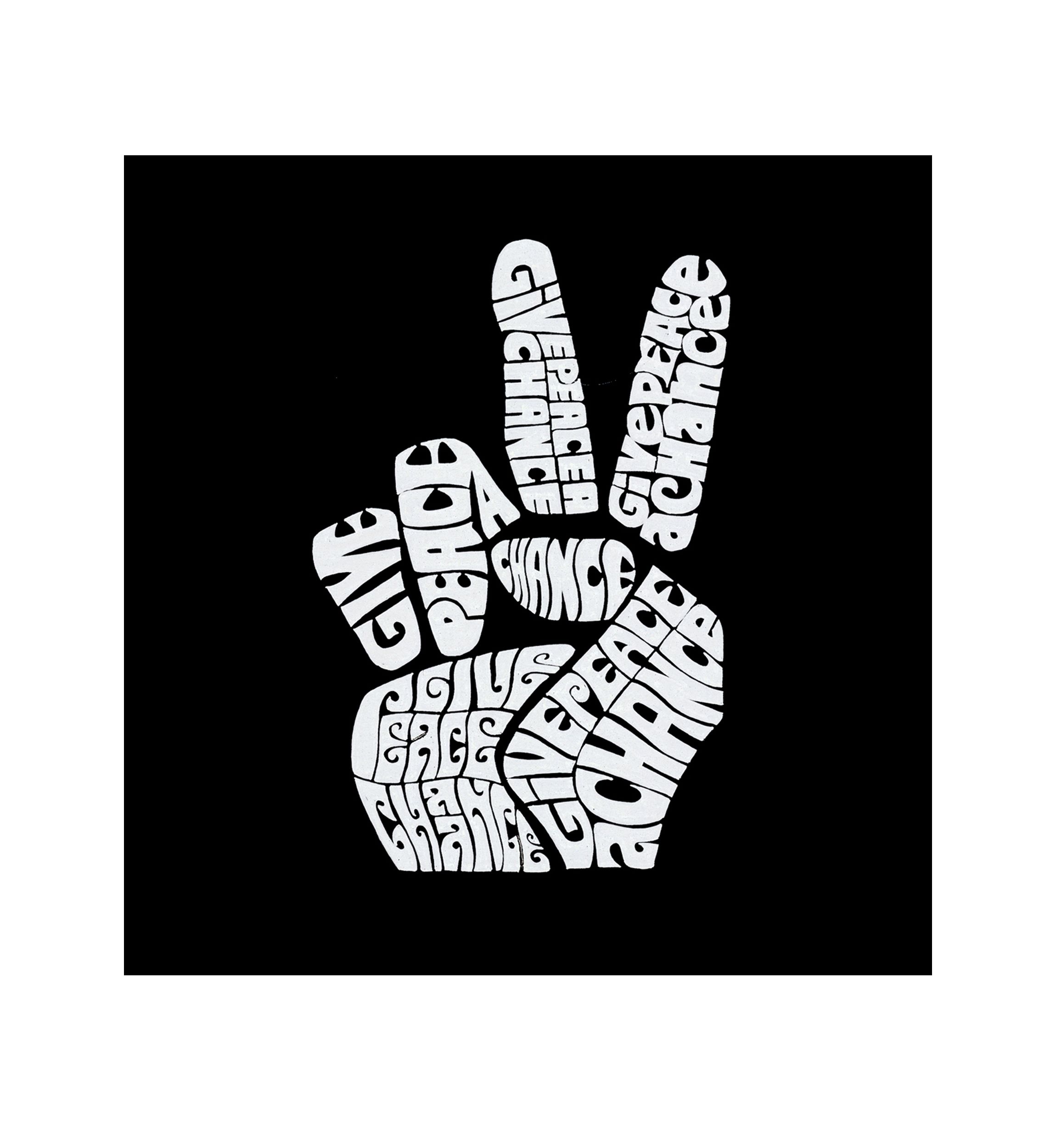Word Art Graphic T-Shirt - Peace Fingers