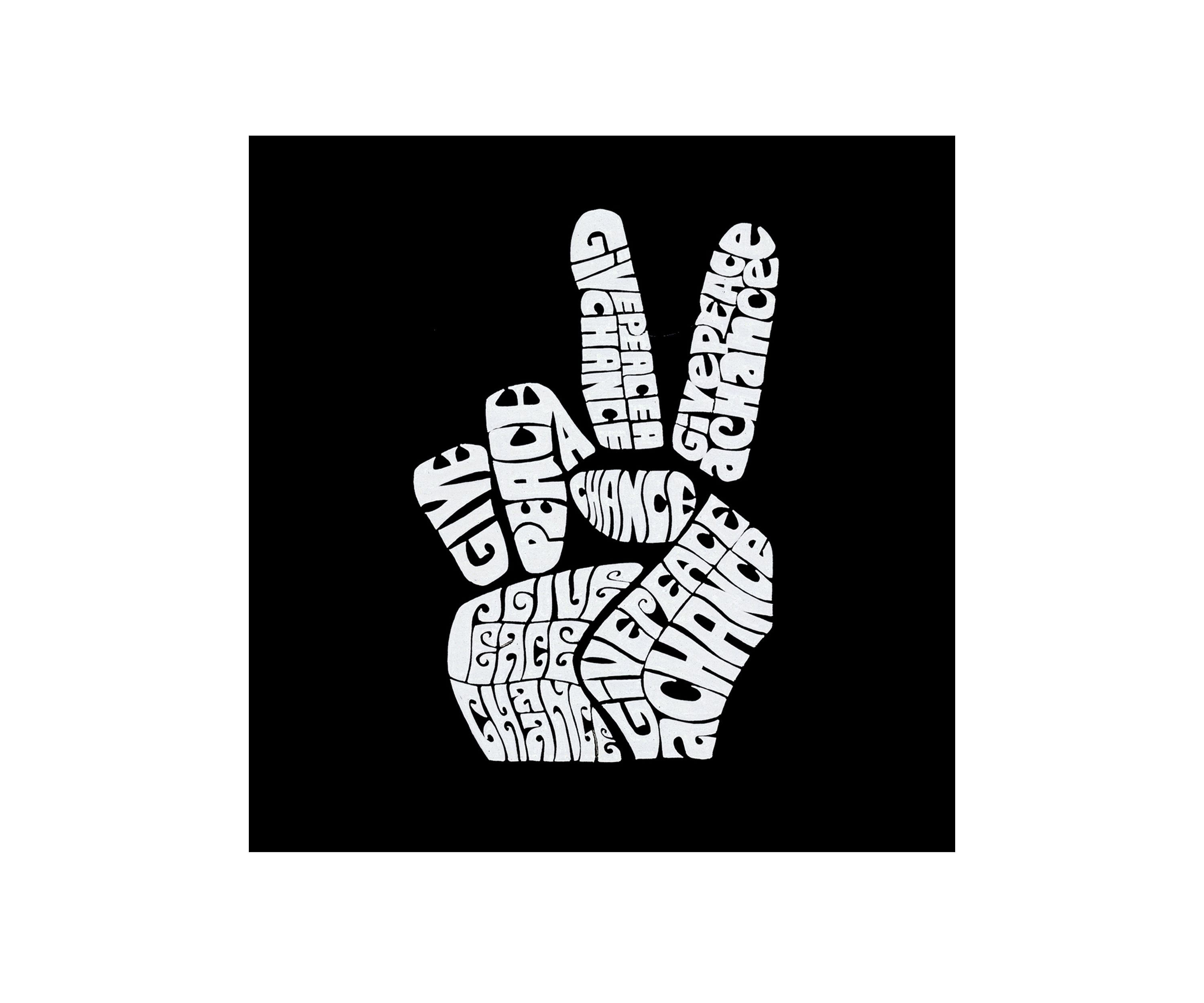 Word Art Graphic T-Shirt - Peace Fingers