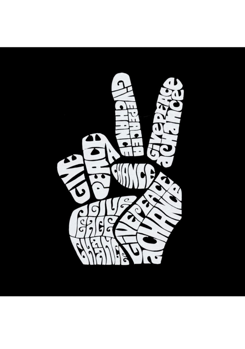 Word Art Graphic T-Shirt - Peace Fingers
