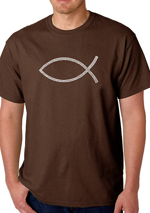Word Art Graphic T-Shirt - Jesus Fish