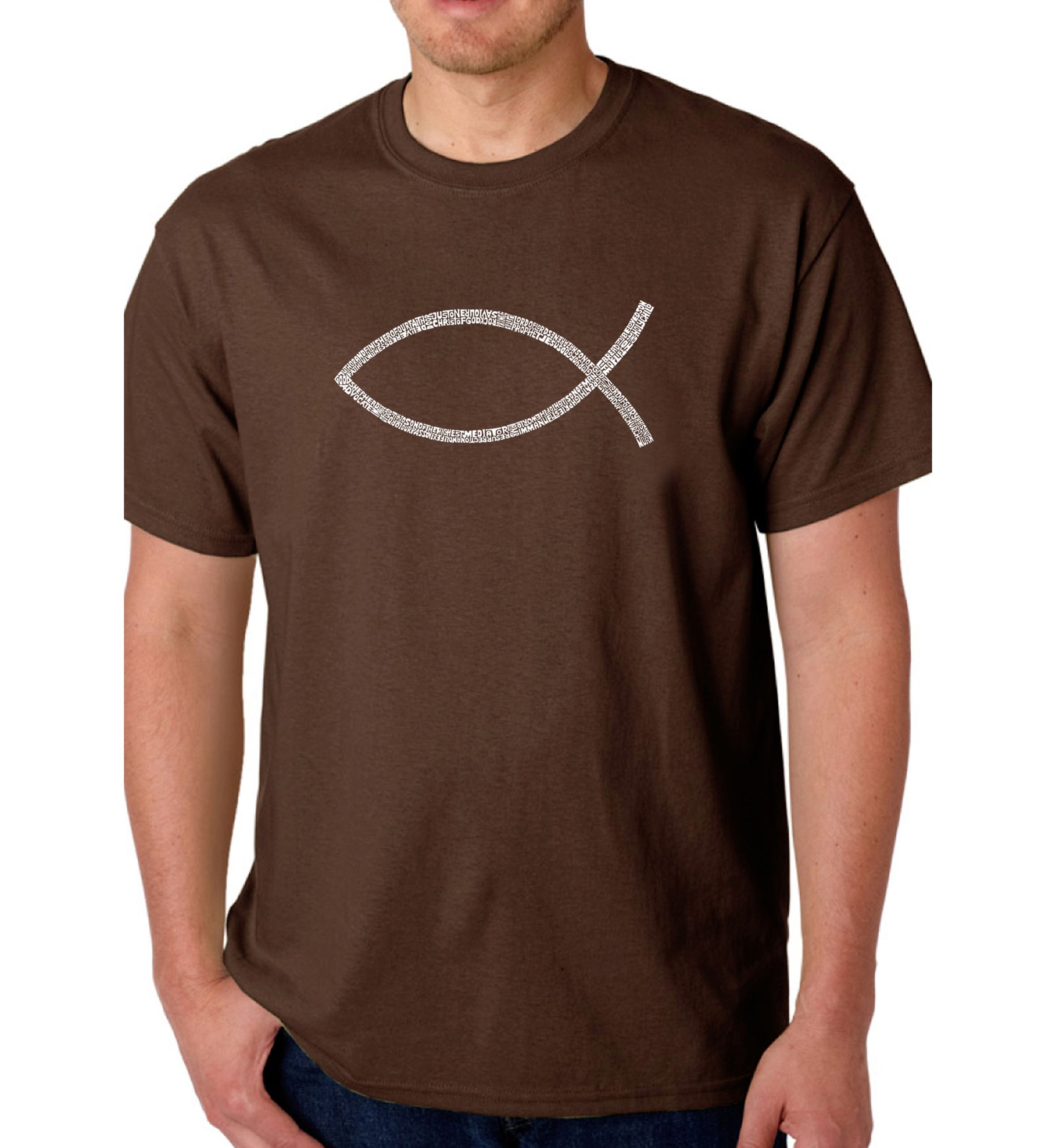 Word Art Graphic T-Shirt - Jesus Fish
