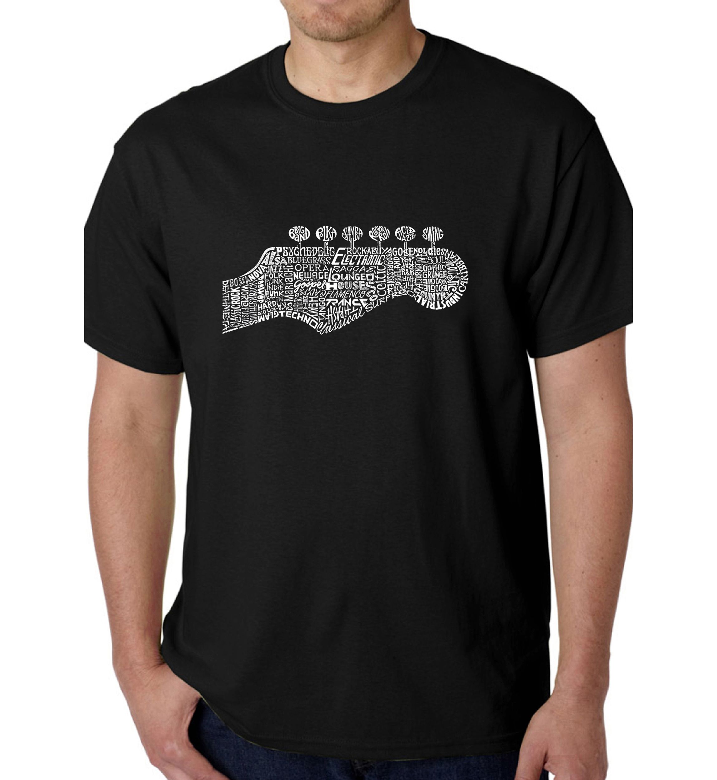Word Art Graphic T-Shirt - Guitar Head