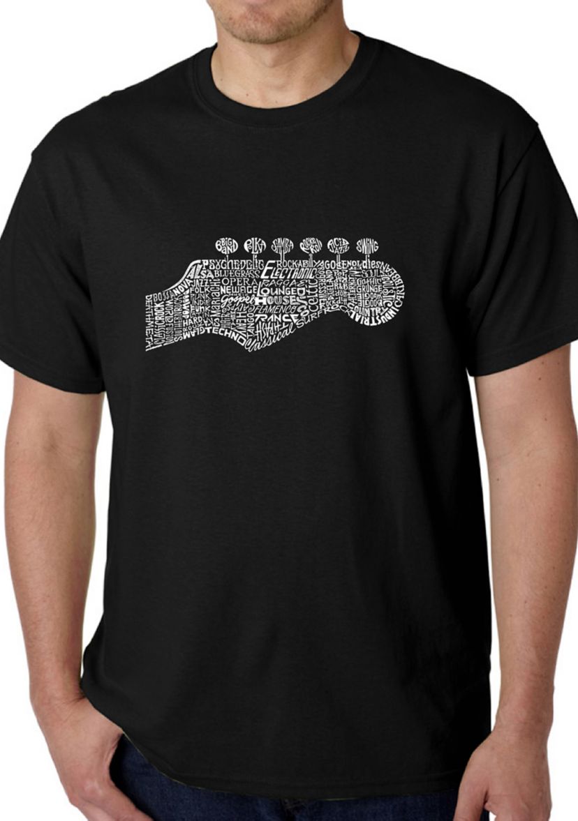 Word Art Graphic T-Shirt - Guitar Head