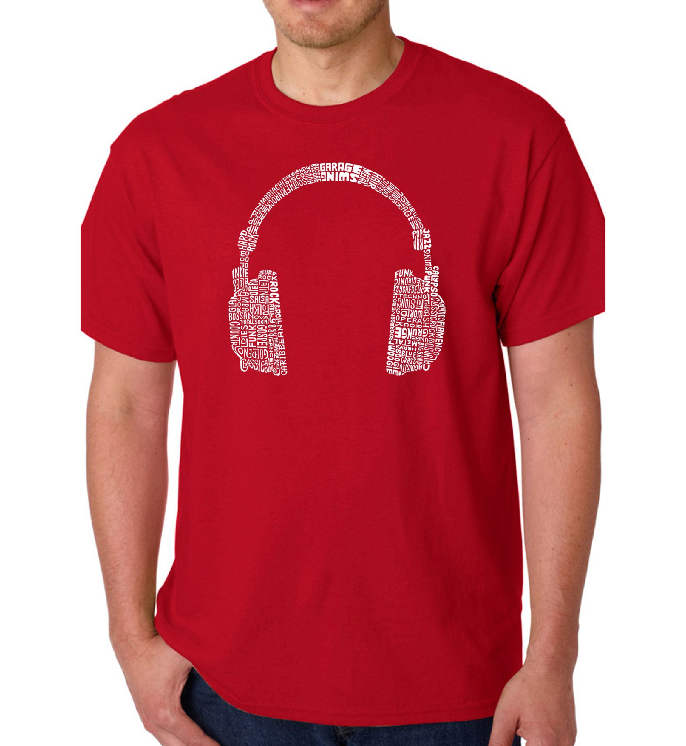Word Art Graphic T-Shirt - 63 Different Genres of Music