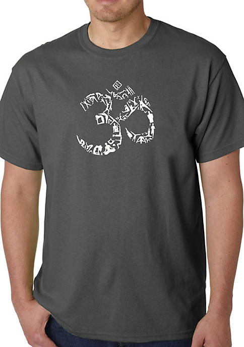 Word Art Graphic T-Shirt - The Om Symbol Out of Yoga Poses 
