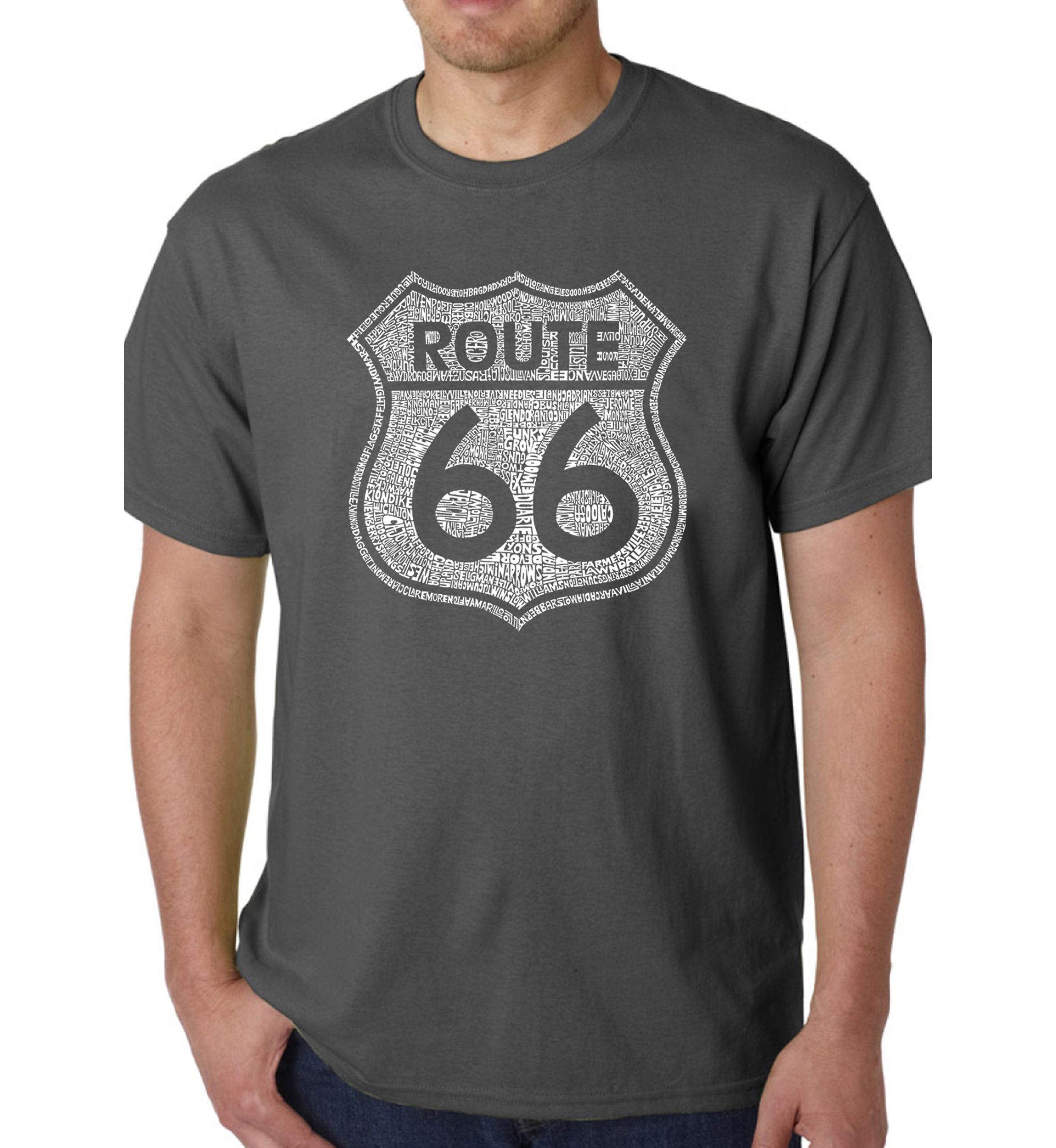 Word Art T Shirt - Cities Along the Legendary Route 66