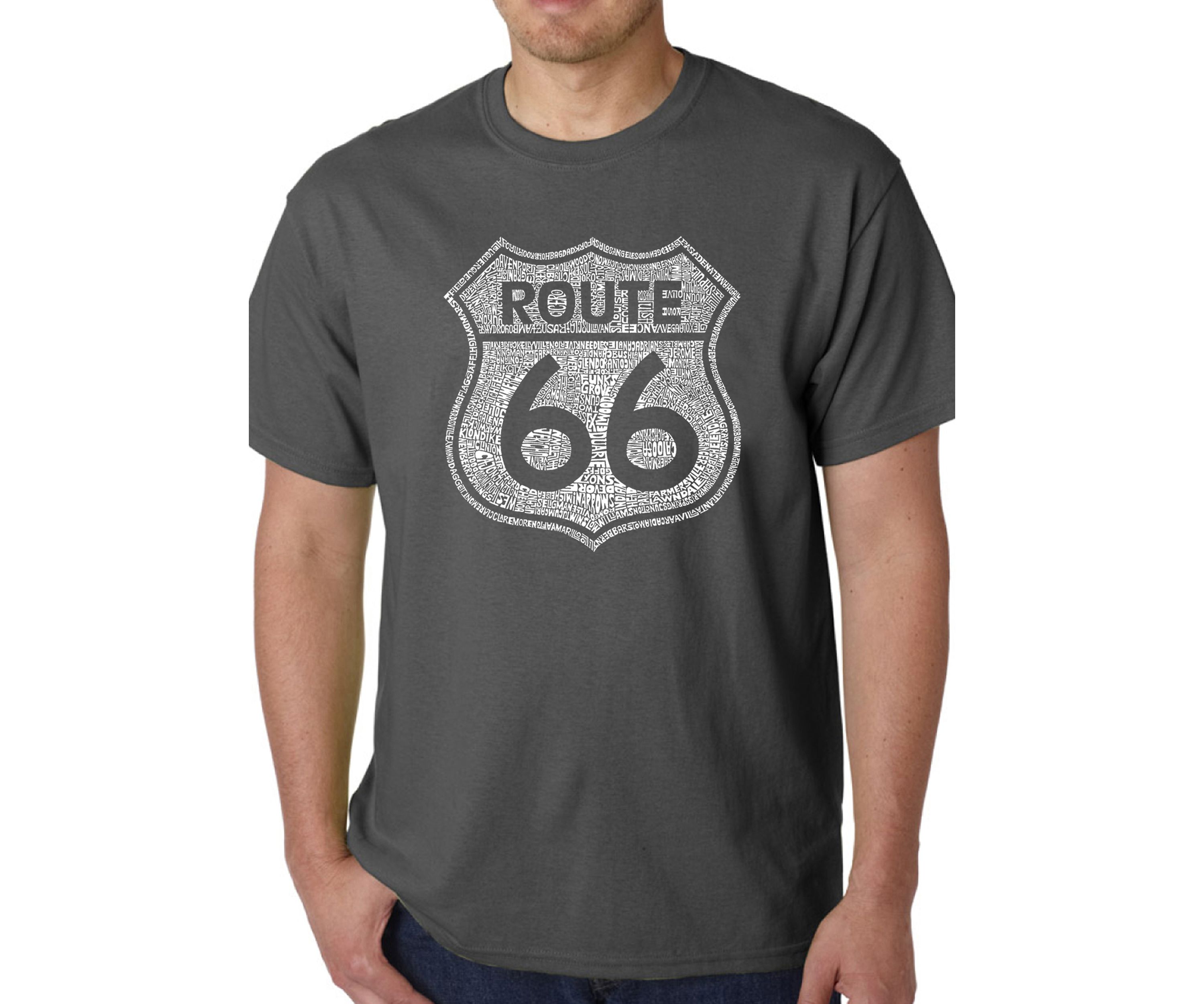 Word Art T Shirt - Cities Along the Legendary Route 66