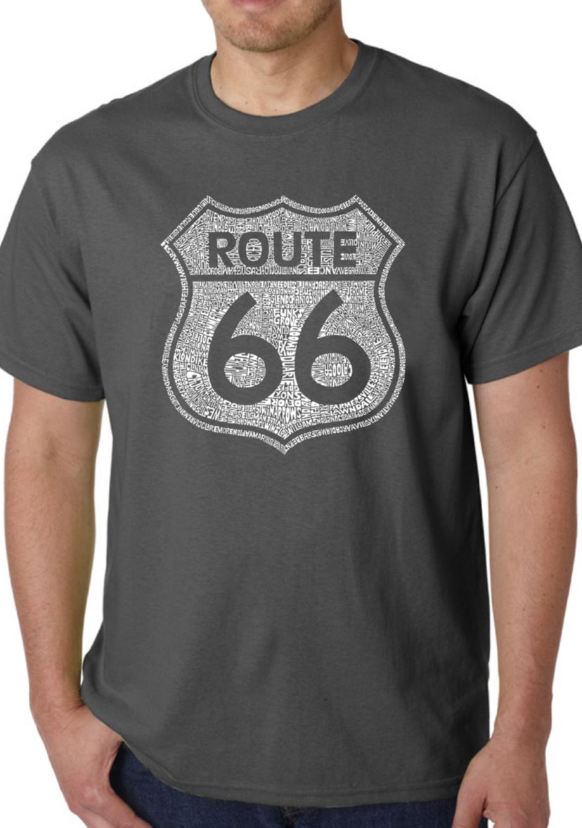 Word Art T Shirt - Cities Along the Legendary Route 66