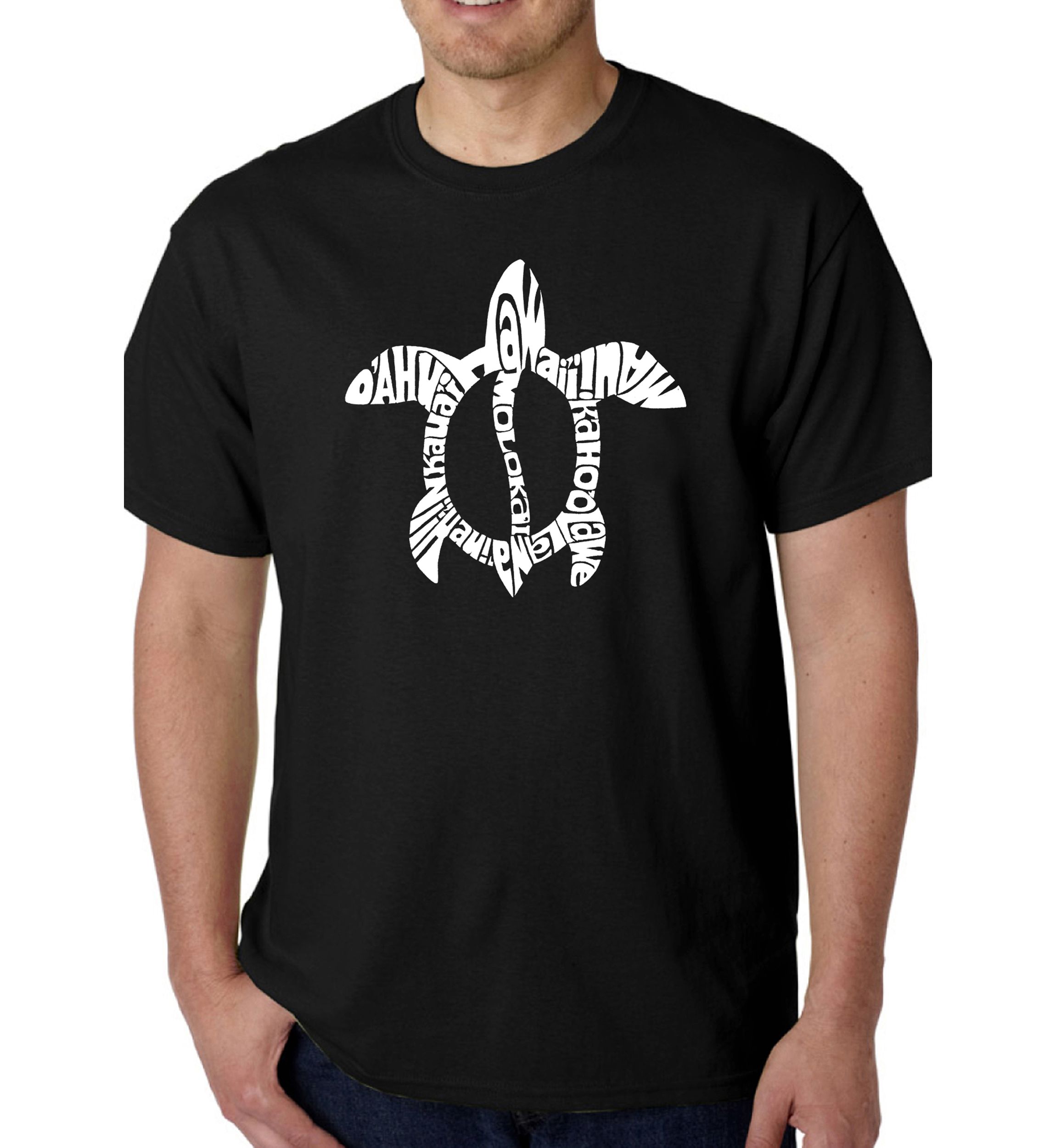 Word Art Graphic T-Shirt - Honu Turtle - Hawaiian Islands