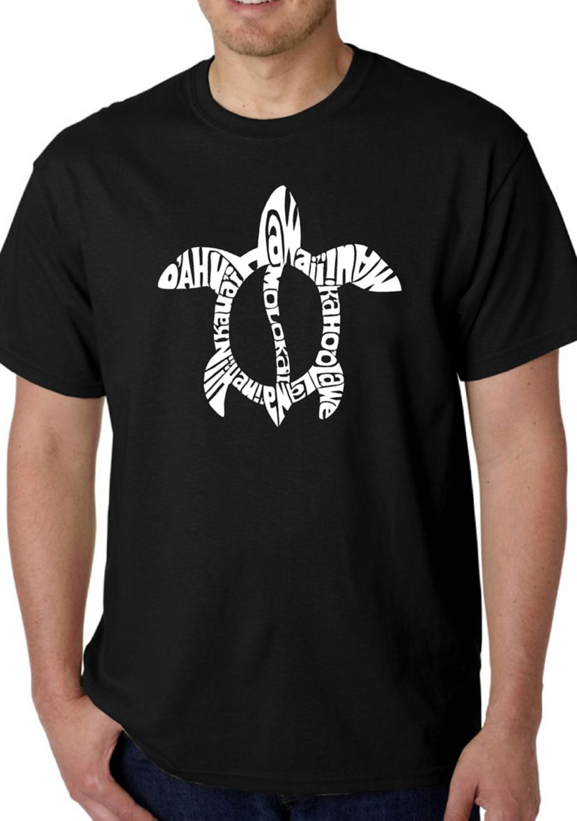 Word Art Graphic T-Shirt - Honu Turtle - Hawaiian Islands