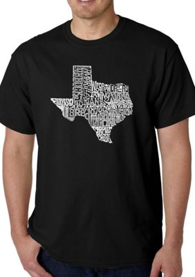 LA Pop Art Men's Word Art Graphic T-Shirt - The Great State of Texas, Black, 4XL