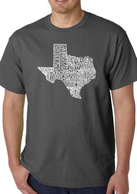 LA Pop Art Men's Word Art Graphic T-Shirt - The Great State of Texas, Grey, 4XL