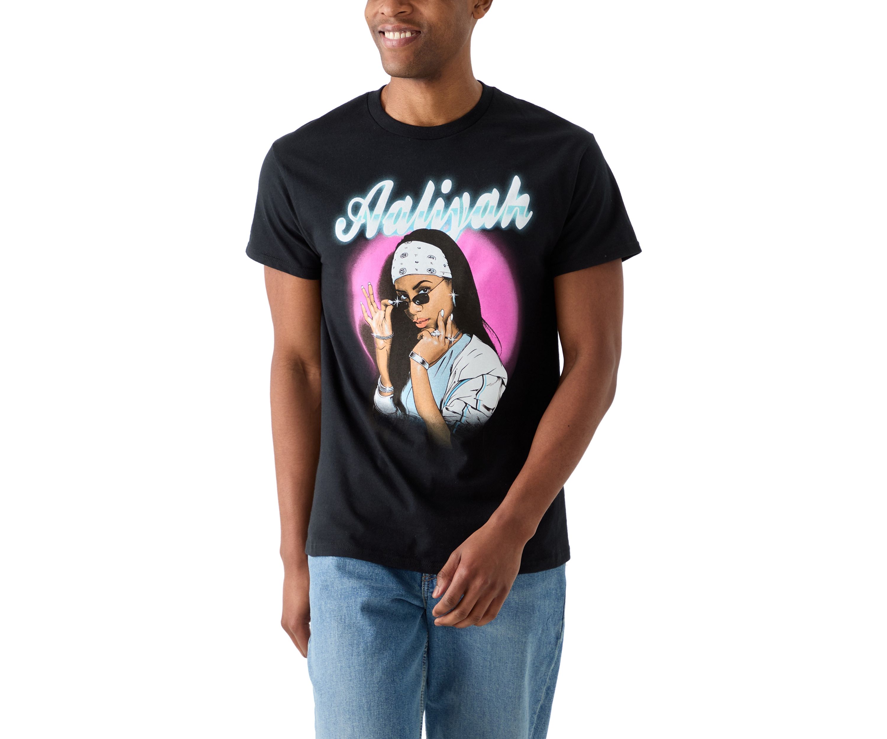 Mens Aaliyah Glasses Graphic T-Shirt