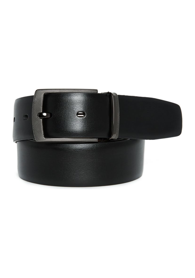 Mens Leather Reversible Feather Edge Cowhide Belt