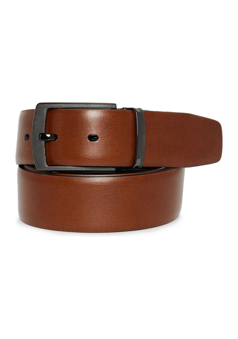 Mens Leather Reversible Feather Edge Cowhide Belt