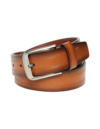 New Dockers Men's Leather Belt with Double Loop Keeper 