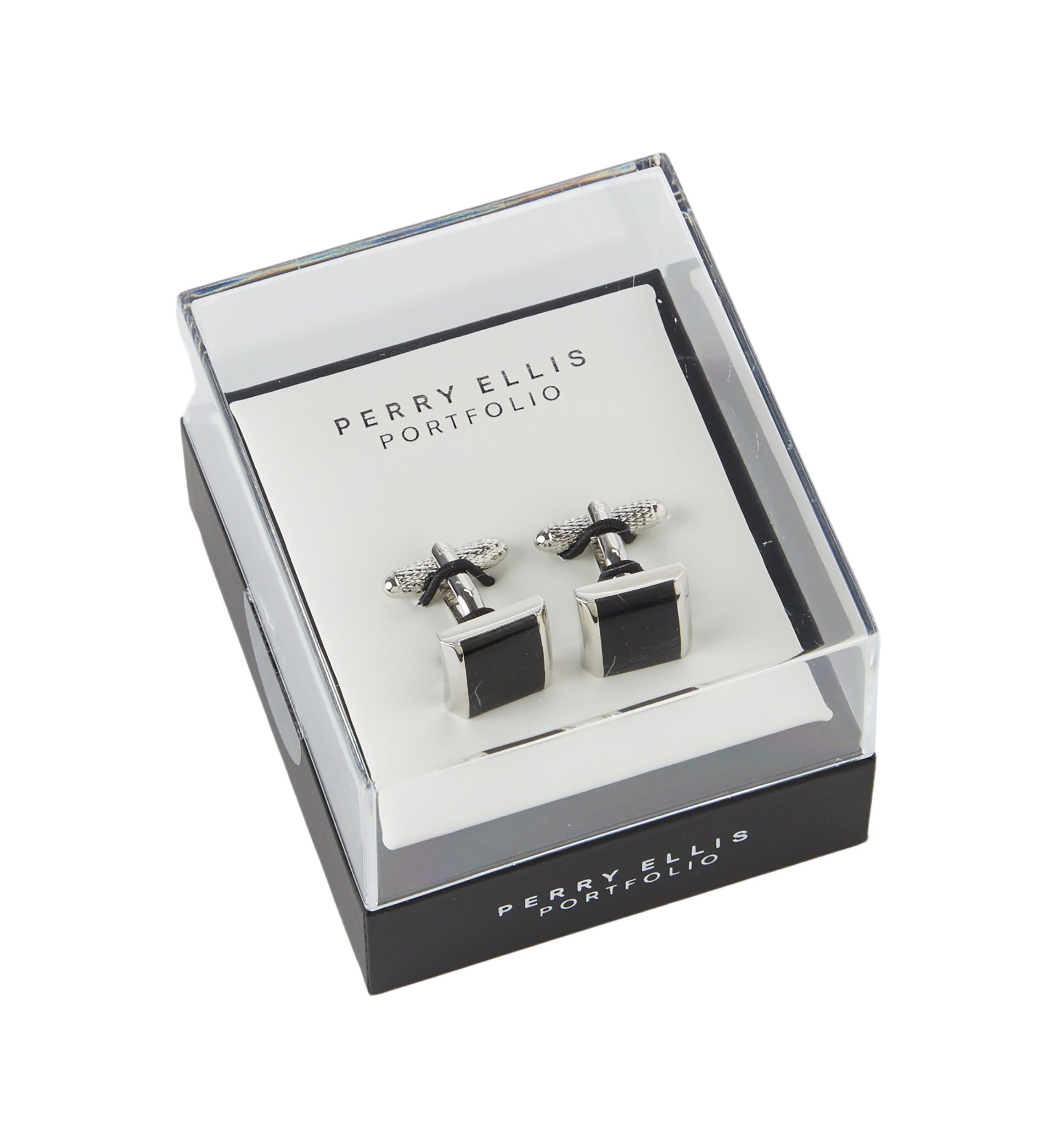 Square Black with Silver Cuff Links