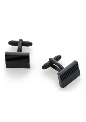 Perry Ellis Men's Rectangular Gunmetal Cuff Links
