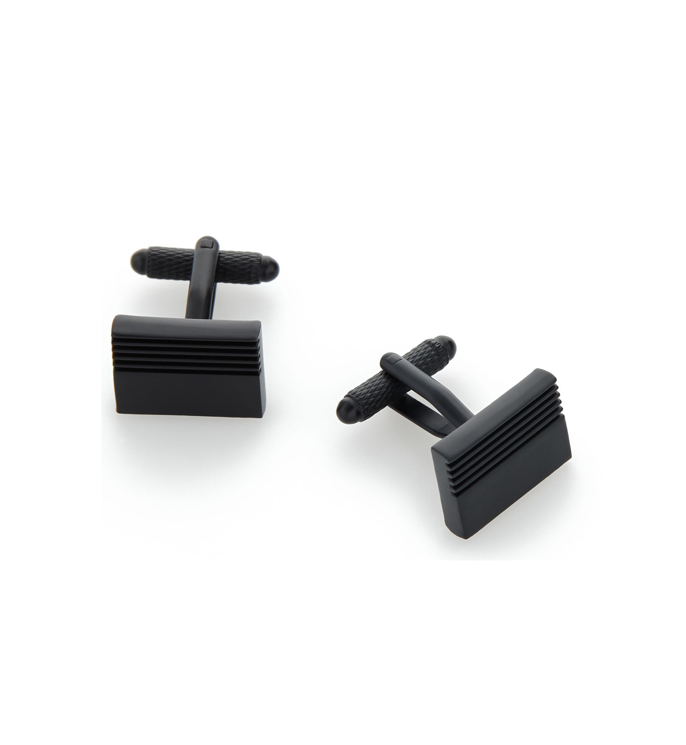 Mens Rectangular Gunmetal Cuff Links