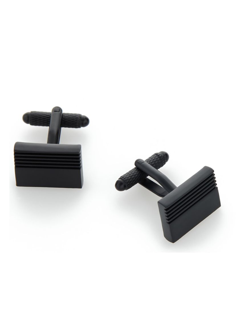 Mens Rectangular Gunmetal Cuff Links