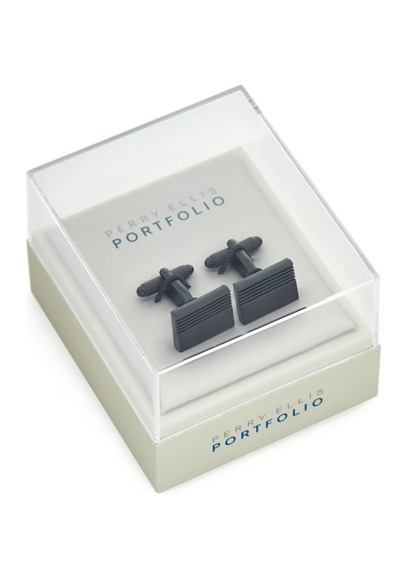 Mens Rectangular Gunmetal Cuff Links