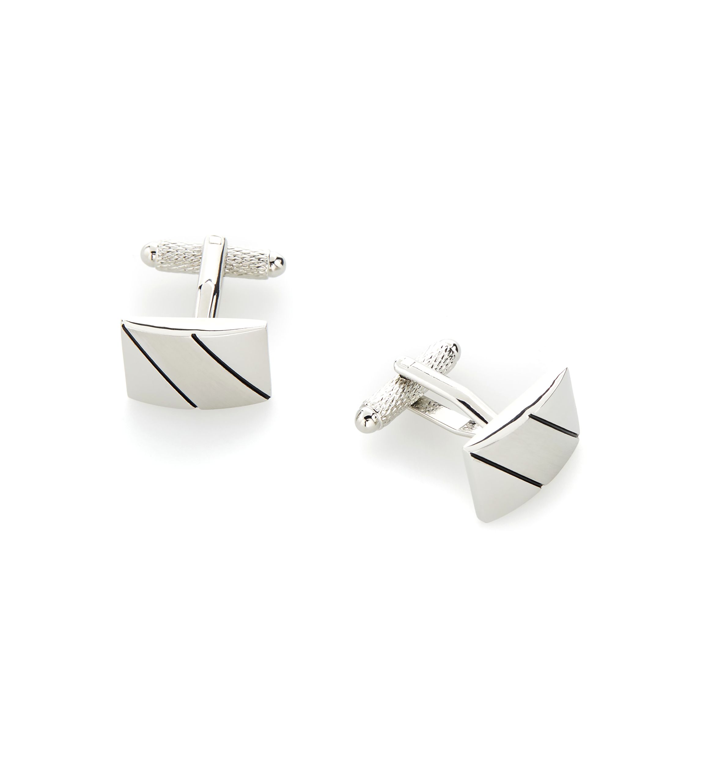 Mens Rectangular Diagonal Line Cuff Links