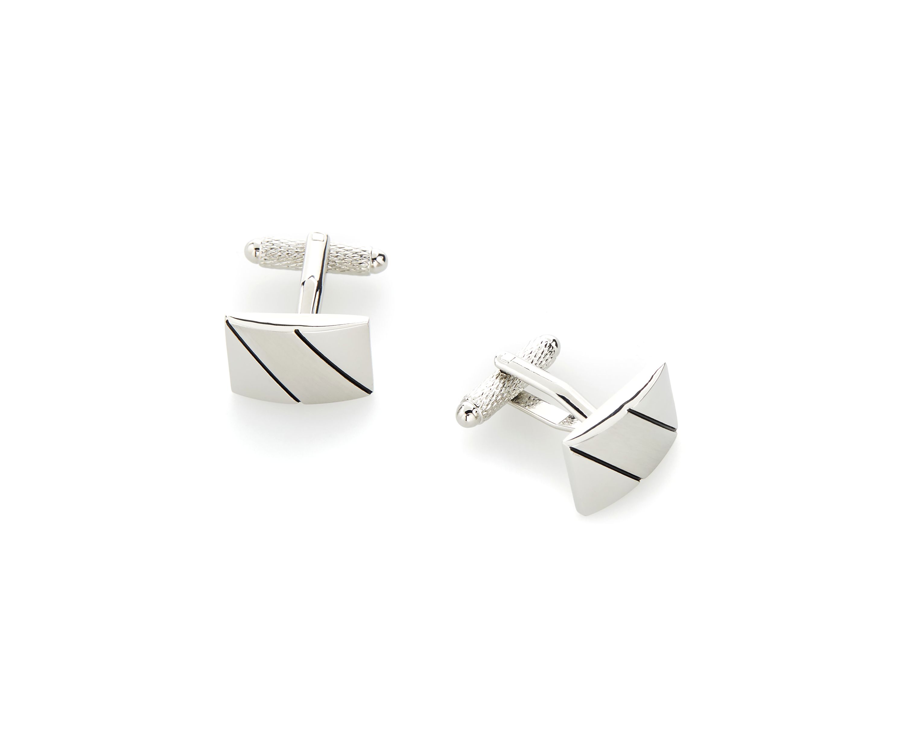 Mens Rectangular Diagonal Line Cuff Links