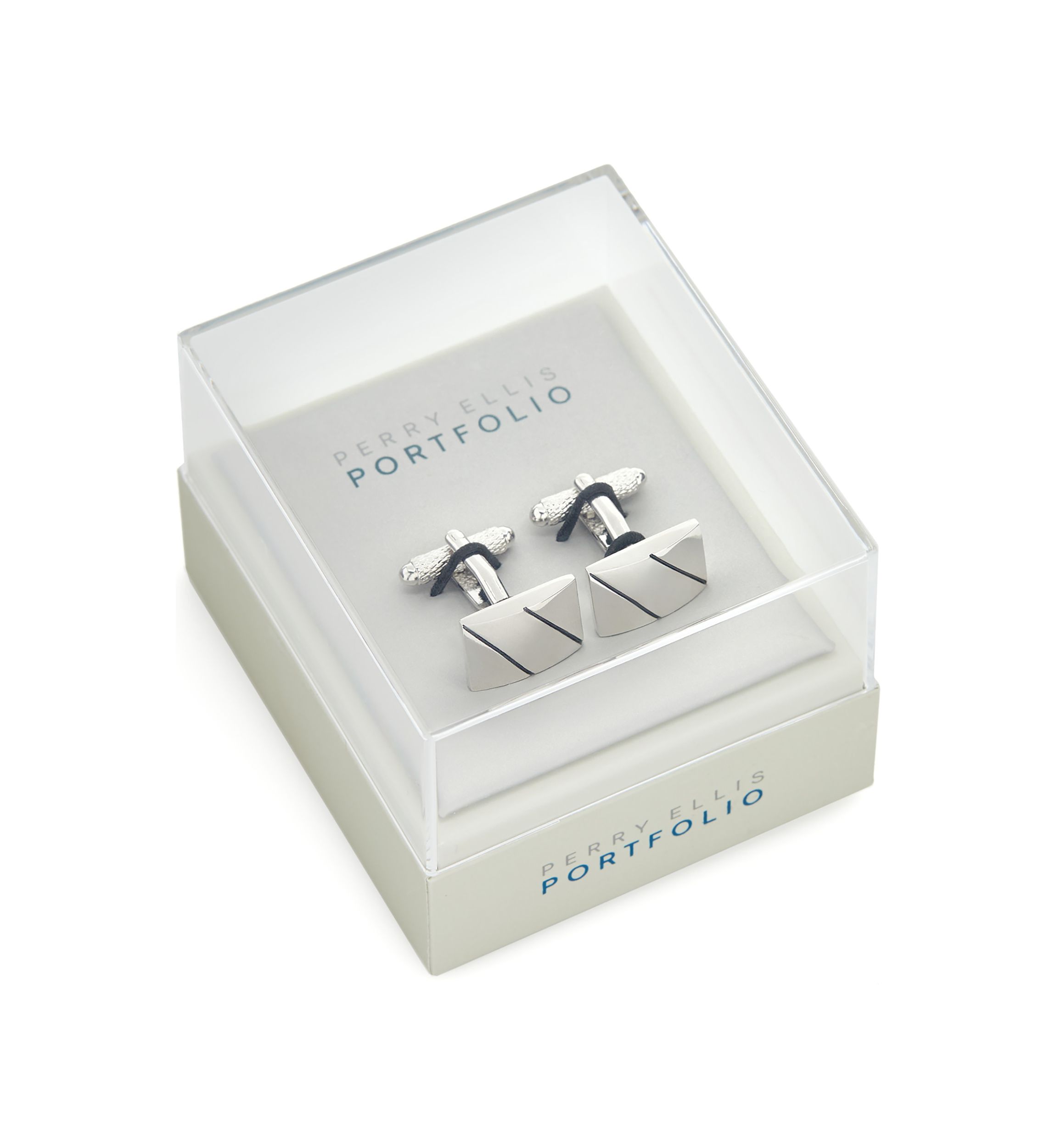 Mens Rectangular Diagonal Line Cuff Links