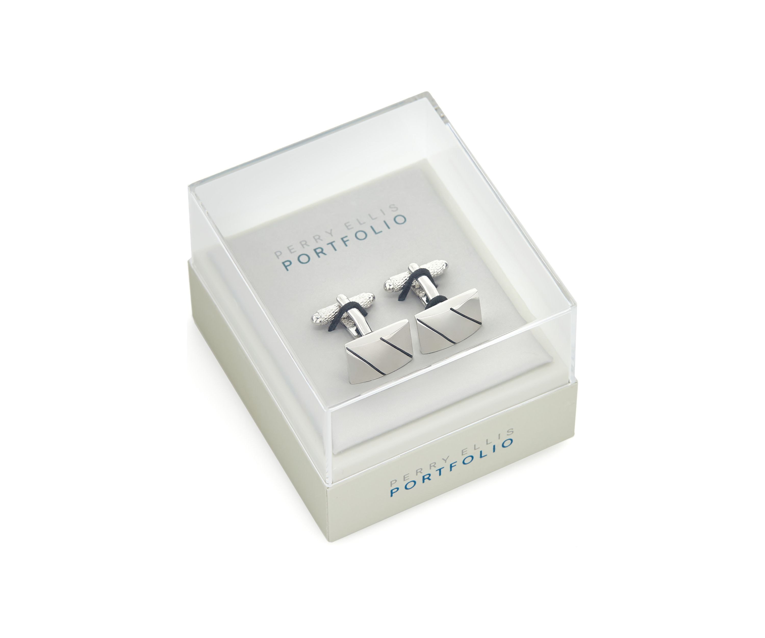 Mens Rectangular Diagonal Line Cuff Links