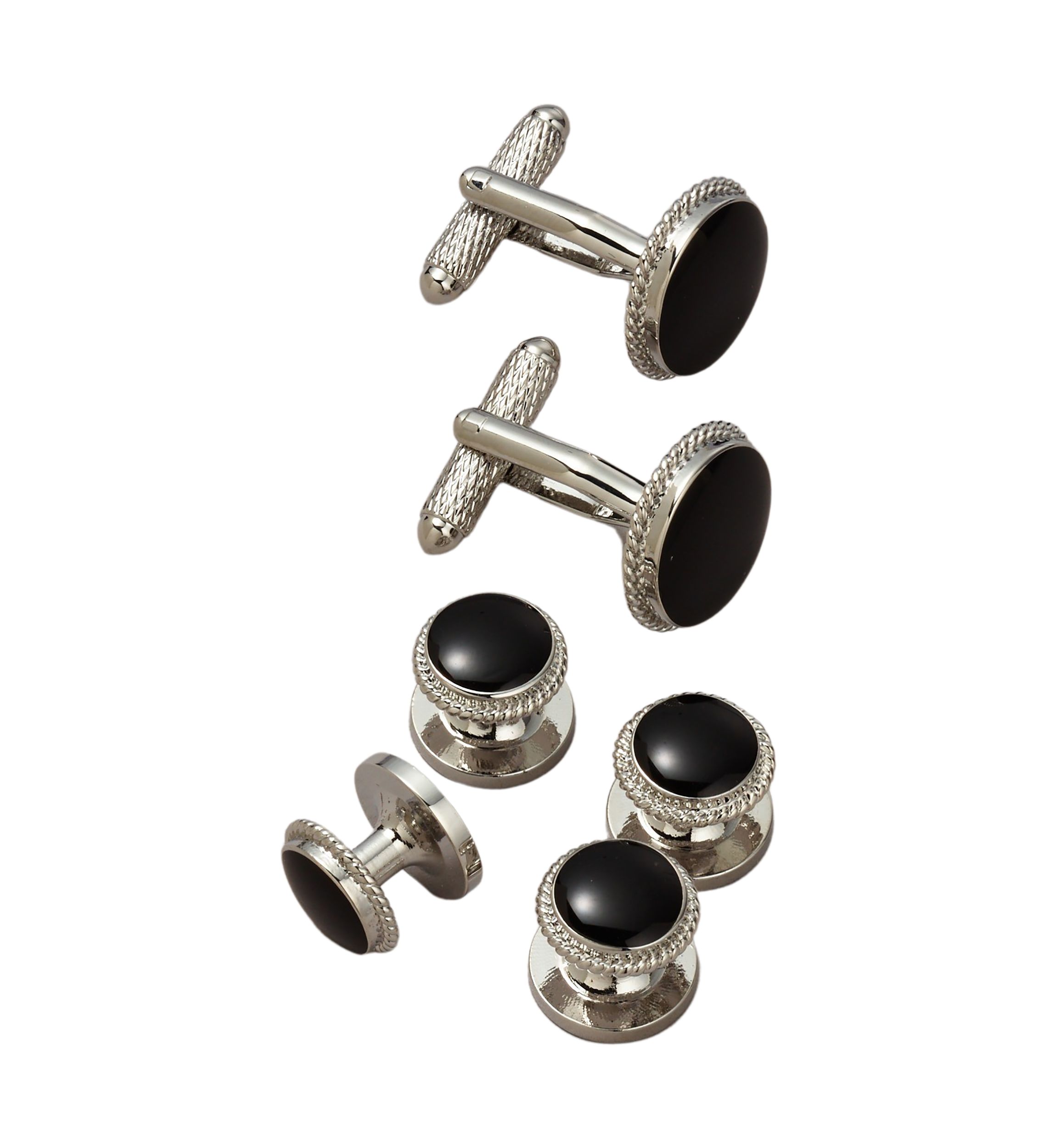 Black Formal Cuff Link Studs Set 