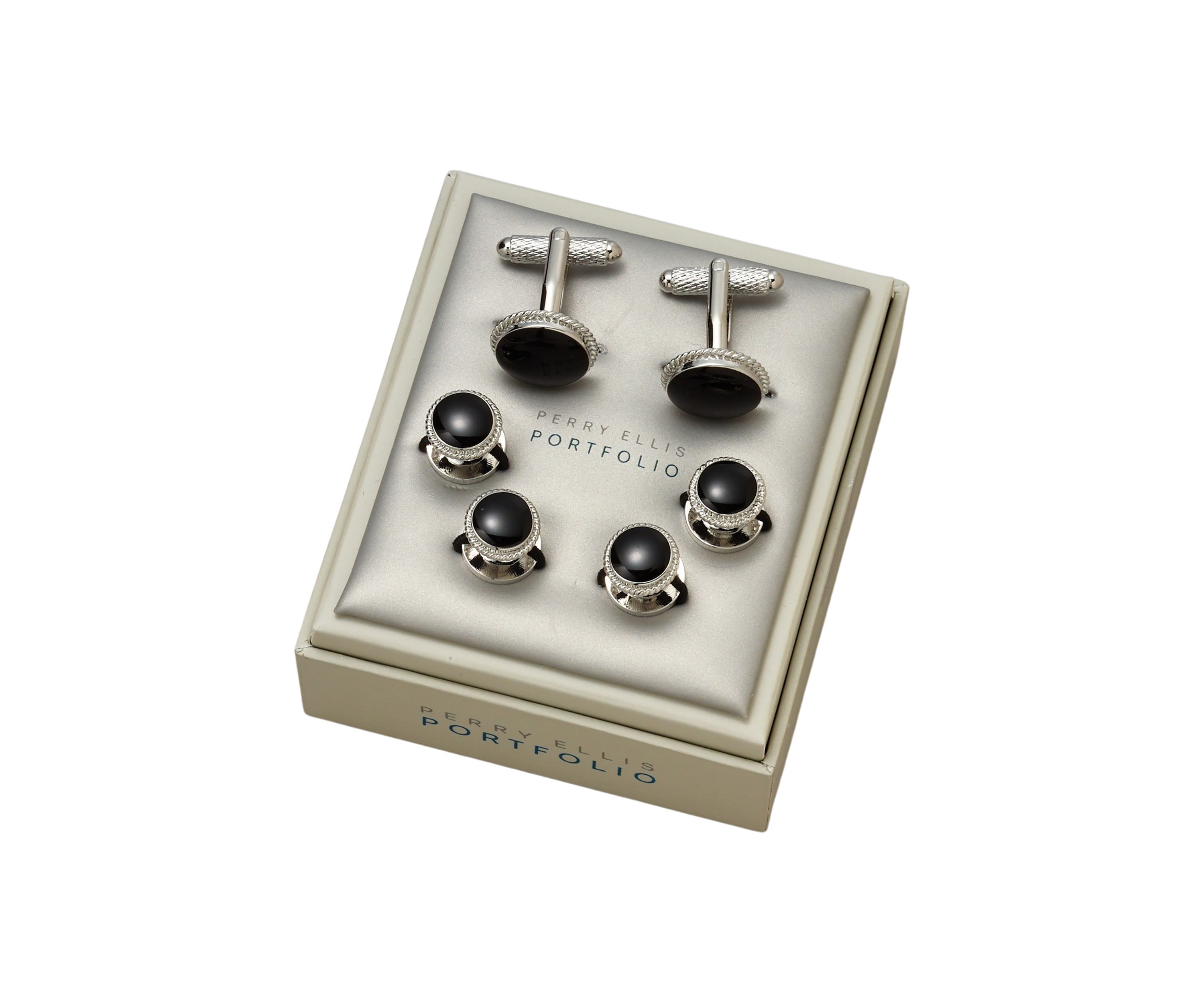 Black Formal Cuff Link Studs Set 