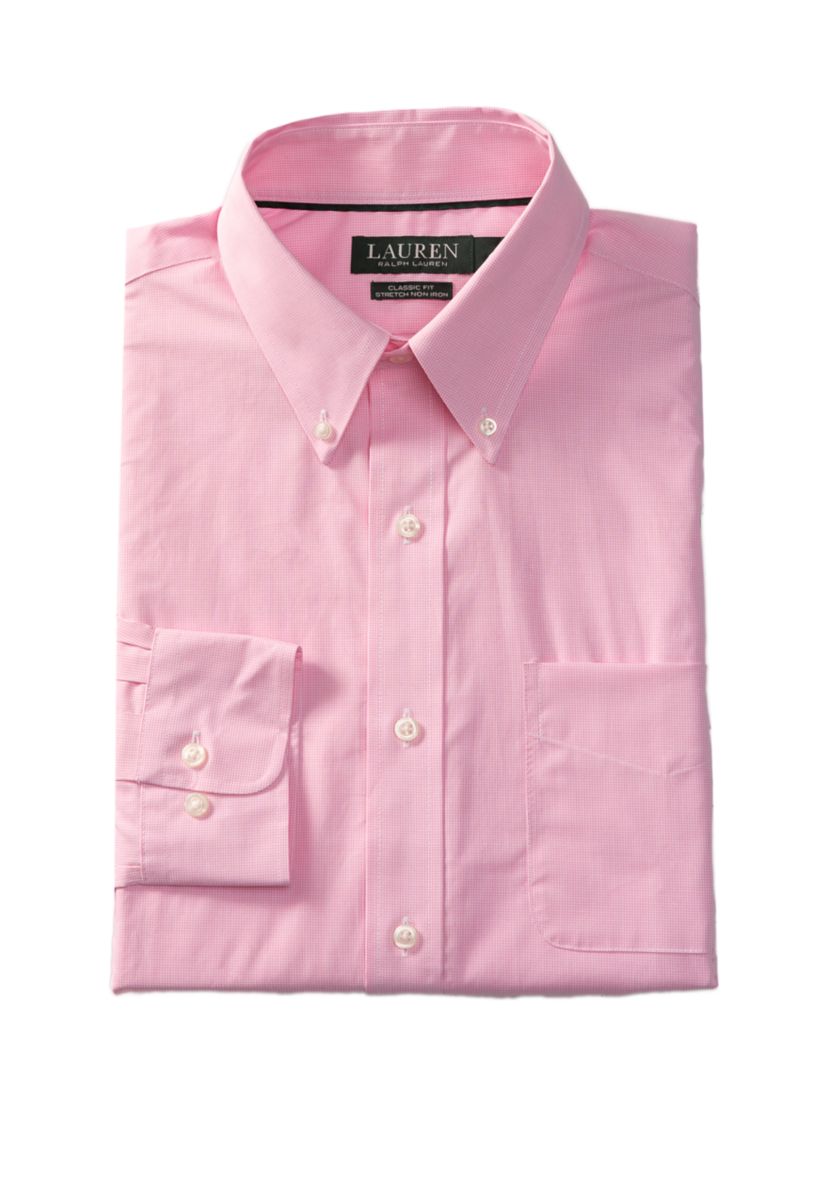 Mens Ultraflex Regular Fit Mini Check Button Down Shirt 