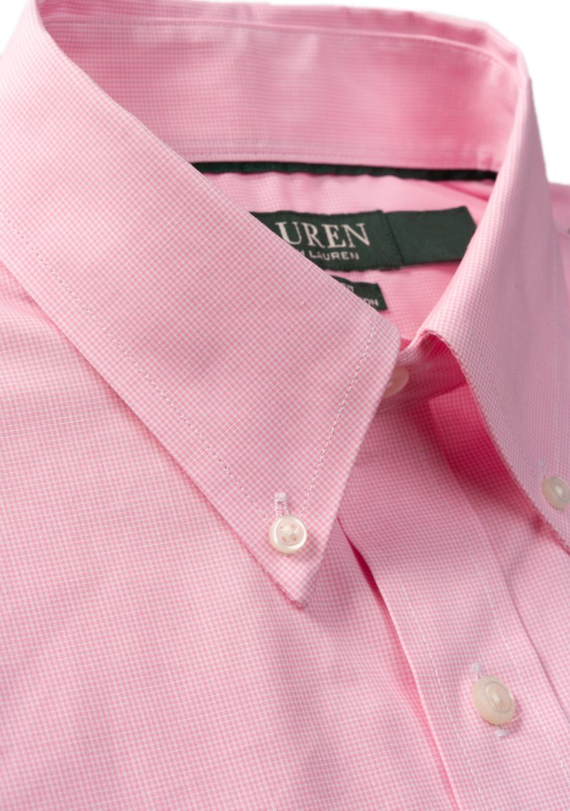 Mens Ultraflex Regular Fit Mini Check Button Down Shirt 