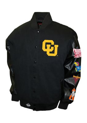 Franchise Club Men's NCAA Colorado Buffaloes Big 8 Commemorative Jacket, Black, 4XL