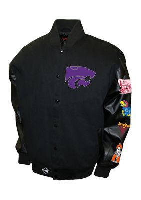 Franchise Club Men's NCAA Kansas State Wildcats Big 8 Commemorative Jacket, Black, 4XL