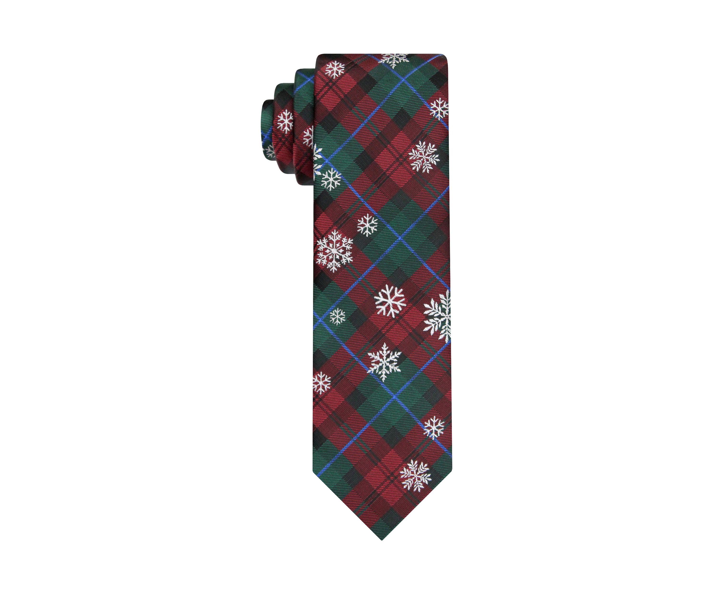 Red Snowflake Plaid Tie