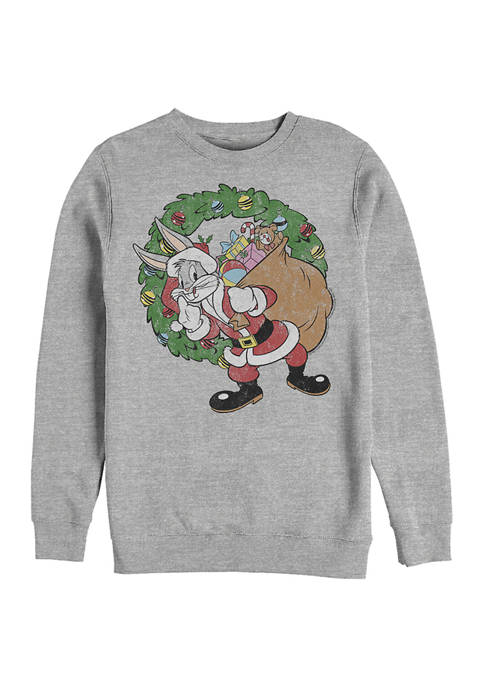 Looney Tunes Santa Bugs Crew Fleece Graphic Sweater