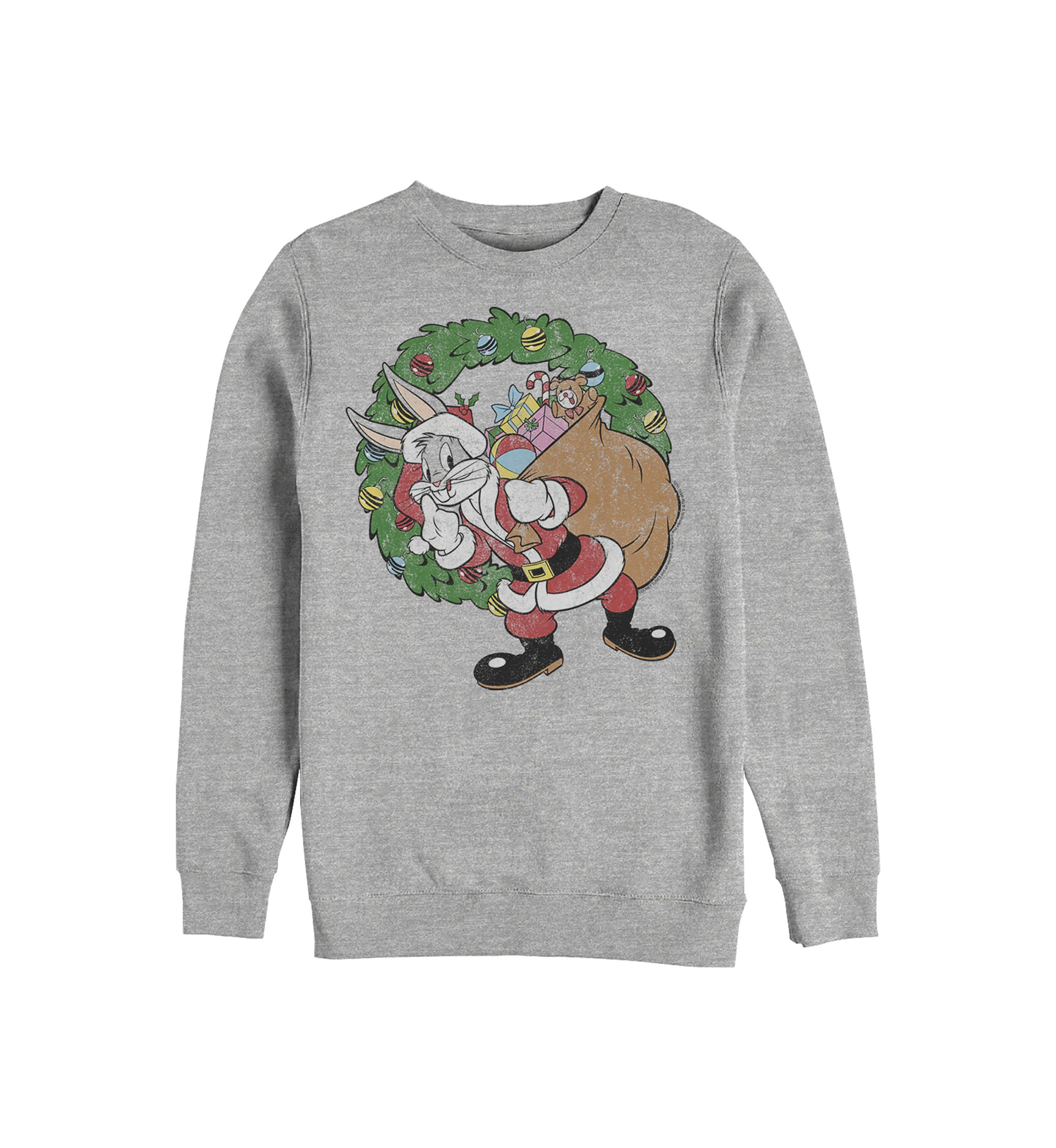 Looney Tunes Santa Bugs Crew Fleece Graphic Sweater