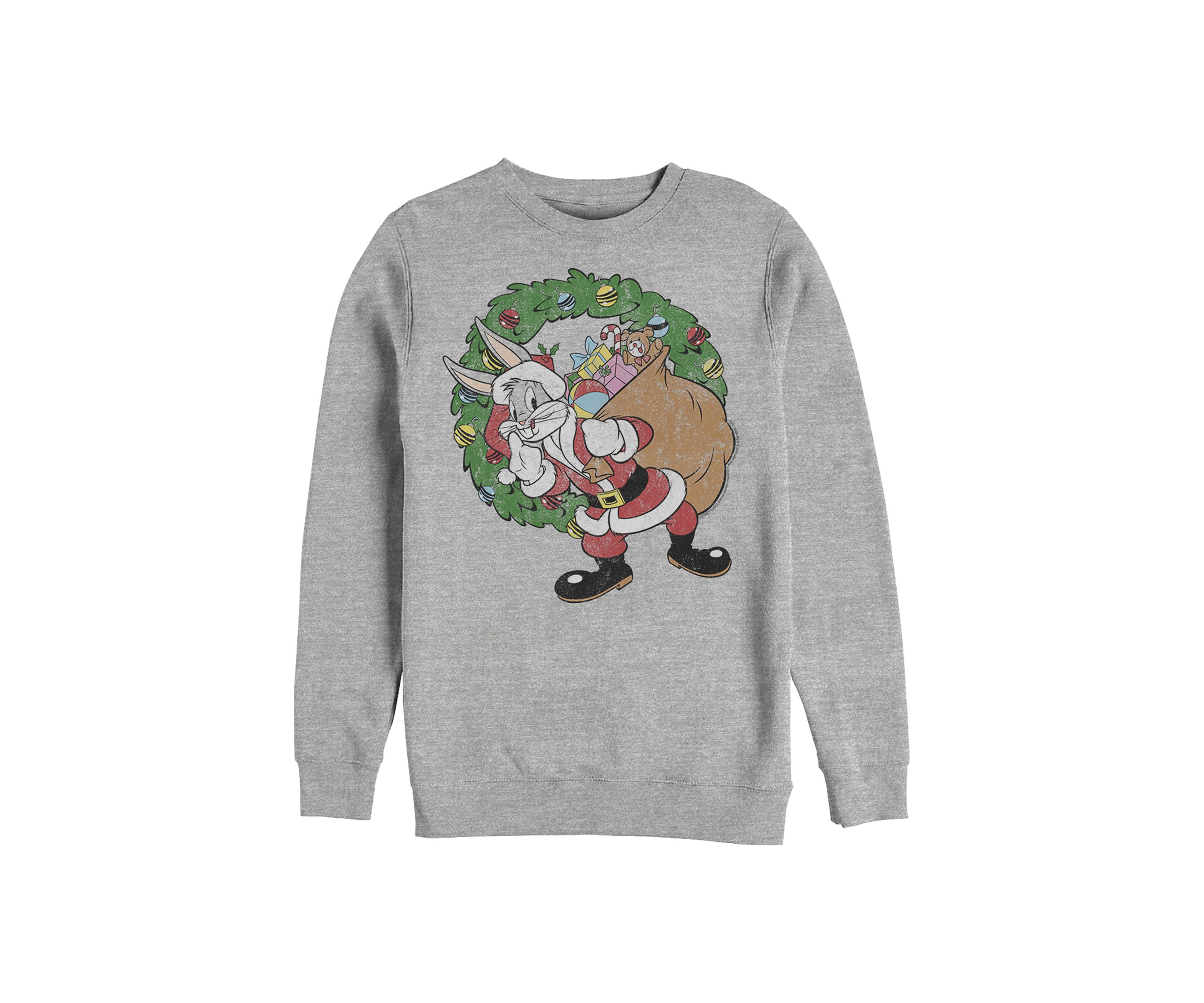 Looney Tunes Santa Bugs Crew Fleece Graphic Sweater