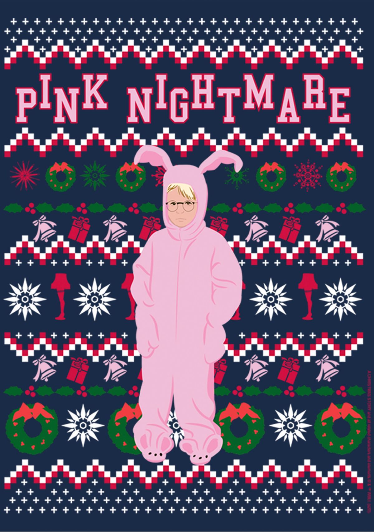 A Christmas Story Pink Nightmare Ugly Sweater Graphic T-Shirt
