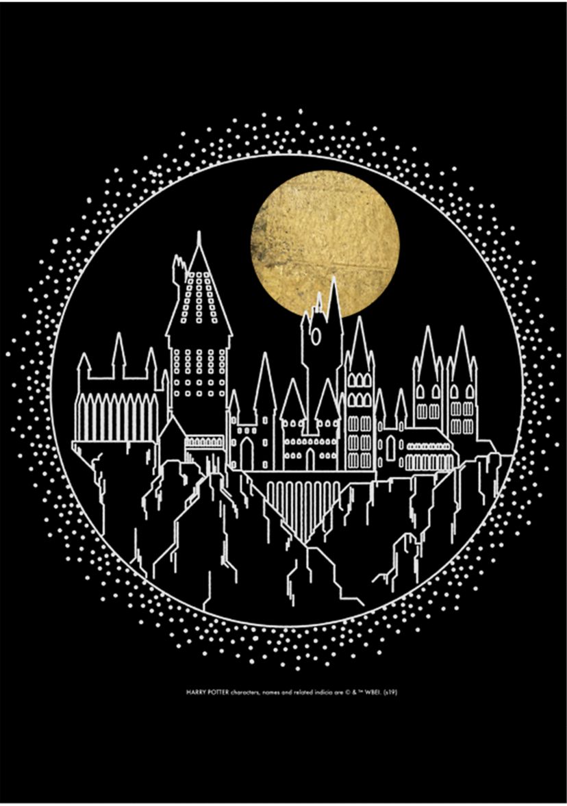 Harry Potter Hogwarts Line Art Graphic T-Shirt